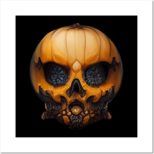 Pumpkin Skull Halloween Posters and Art